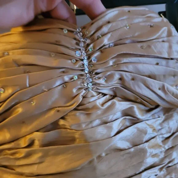 Lenovia Strapless Gold Ruched Gown size XL - Picture 3 of 9